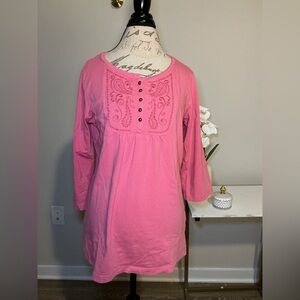 Pink Embroidered Women's Top